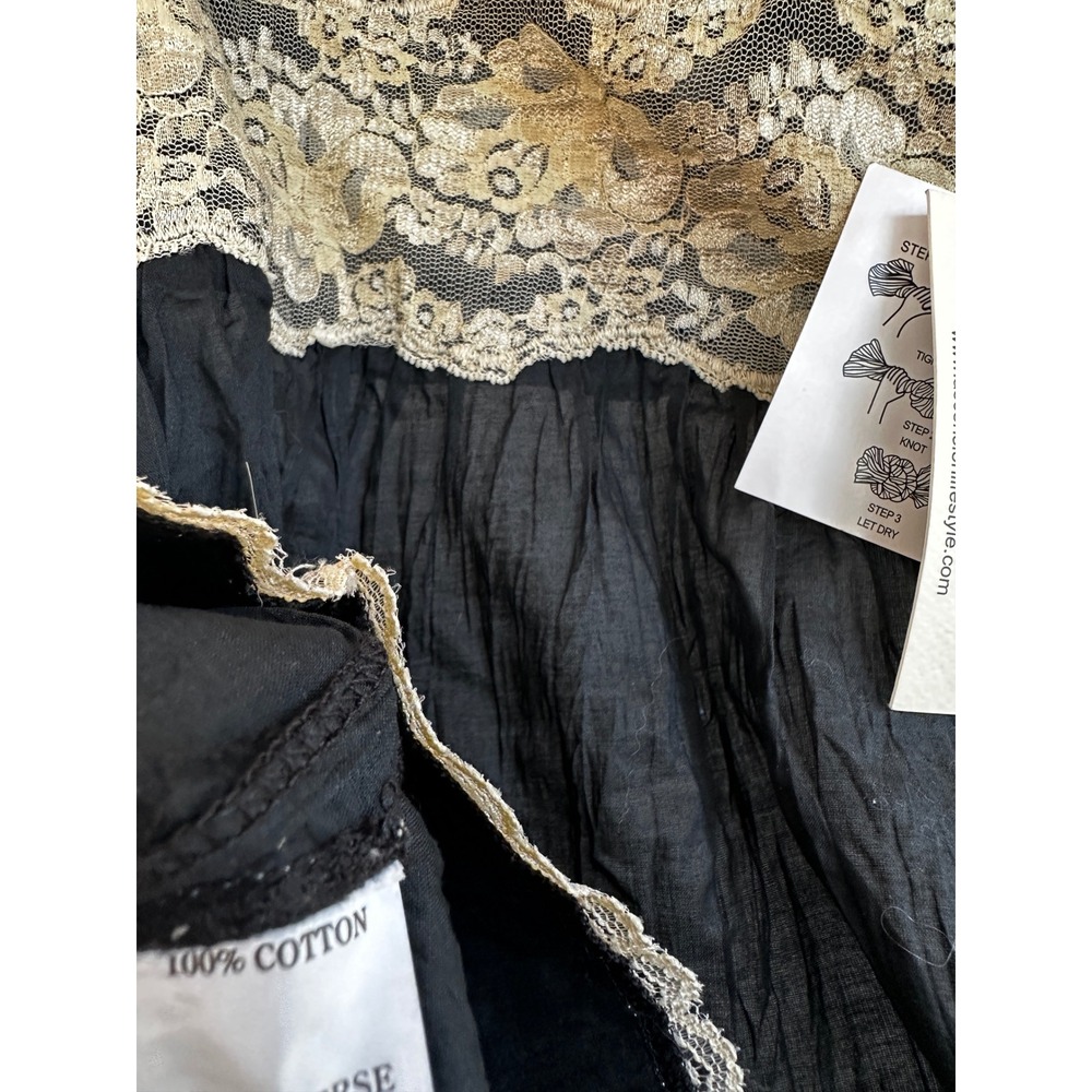 Y2K Black Eyelet Lace Babydoll Camisole Top Size 2 Boho‎ Coquette Lingerie Goth - Picture 6 of 10